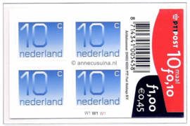Nederland NVPH V1109b Postfris Velletje met  10 zegels van 10 cent, Cijfer Crouwel 10 cent zelfklevend 2001