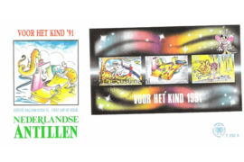 Nederlandse Antillen NVPH E232a Onbeschreven 1e Dag-enveloppe Blok Kinderzegels 1991