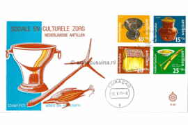 Nederlandse Antillen (Windroos) NVPH E65 (E65Wa/Uitgavave met verkeerd nummer E64 i.p.v. E65) Onbeschreven 1e Dag-enveloppe Cultureel en Sociaal Werk 1971