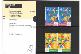 Nederland NVPH M110 (PZM110) Postfris Postzegelmapje Europese Jeugd Olympische Dagen 1993