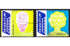 Nederland NVPH 2866-2867 Postfris (Doorgestanst) Europa 1 Groen en Wereld 1 Groen 2011