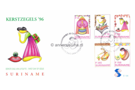 Republiek Suriname Zonnebloem E198 Onbeschreven 1e Dag-enveloppe Kerstzegels met afbeeldingen van de madonna met kind 1996