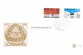 Suriname (Windroos) NVPH E109 (E109W) Onbeschreven 1e Dag-enveloppe 100 jaar Wereldpostvereniging (U.P.U.) 1974