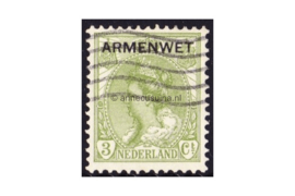 Nederland NVPH D5 Gestempeld (3 cent) Opdruk ARMENWET op frankeerzegels der uitgiften 1899-1913 en 1899-1921