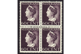 Nederland NVPH 345 Postfris (60 cent) (Blokje van vier) Koningin Wilhelmina (Konijnenburg) 1940-1947