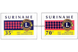 Republiek Suriname Zonnebloem 296-297 Gestempeld Het 25-jarig bestaan van de Lionsclub in Suriname 1982