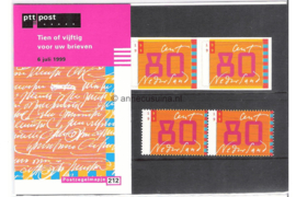 Nederland NVPH M212 (PZM212) Postfris Postzegelmapje Tien voor uw brieven 1999