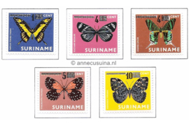 Republiek Suriname Zonnebloem 97-101 Postfris Overdrukken op vlinderserie van 1972 1977