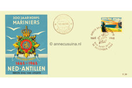 Nederlandse Antillen NVPH E39a (Uitgave met korpsembleem op blauw) Onbeschreven 1e Dag-enveloppe 300 jaar Korps Mariniers 1966
