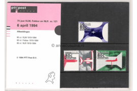 Nederland NVPH M121 (PZM121) Postfris Postzegelmapje 75 jaar Nederlandse luchtvaart 1994