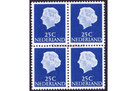 Nederland NVPH 623 Gestempeld (25 cent) (Blokje van vier) Koningin Juliana En Profil Lage waarden 1953-1967