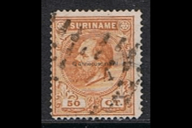 Suriname NVPH 13A Gestempeld FOTOLEVERING (50 cent) Koning Willem III Lijntanding 14 kl.g. 1870-1872