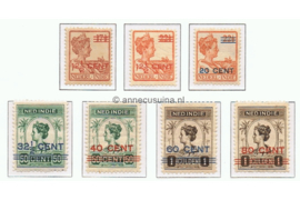 Nederlands Indië NVPH 142-148 Ongebruikt Hulpuitgifte Frankeerzegels der uitgifte 1913-1932 overdrukt (Nos. 144, 145 en 147 in blauw, de overige in rood)1921-1922