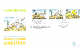 Nederlandse Antillen NVPH E224a+b Onbeschreven 1e Dag-enveloppe Kinderzegels op 2 enveloppen 1990