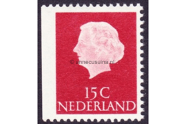 Nederland NVPH 619J Postfris Linkerzijde ongetand; Gewoon papier (15 cent) Koningin Juliana (en profil) 1953-1967