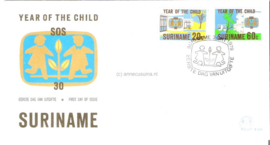 Republiek Suriname Zonnebloem E35 Onbeschreven 1e Dag-enveloppe Internationale Jaar van het Kind en SOS Kinderdorpen 1979