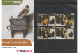 Nederland NVPH M303a+b (PZM303a+b) Postfris Postzegelmapje Carel Fabritius 2004