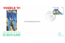 Republiek Suriname Zonnebloem E144 Onbeschreven 1e Dag-enveloppe Vogels 1991