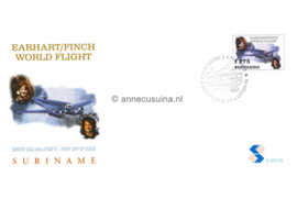 Republiek Suriname Zonnebloem E203 XX Onbeschreven 1e Dag-enveloppe De Earthhart/Finch vlucht rond de wereld 1997