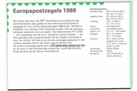 Nederland NVPH M56 (PZM56) Postfris Postzegelmapje Europa, transport en milieu 1988