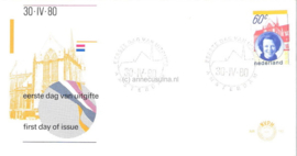 Nederland NVPH E183 Onbeschreven 1e Dag-enveloppe Inhuldiging 1980