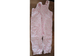 Salopette van babycord lichtroze met donkerroze motief