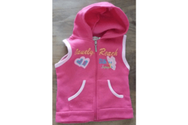 Bodywarmer met capuchon roze met opdruk