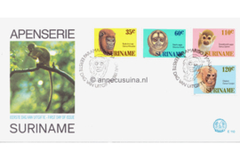 Republiek Suriname Zonnebloem E110 Onbeschreven 1e Dag-enveloppe Surinaamse apen 1987