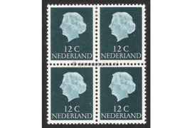 Nederland NVPH 776 Ongebruikt(50%)/Postfris(50%) (12 cent) (Blokje van vier) Frankeerzegels gedrukt op fluorescerend papier (Gouda zegels) 1962