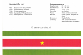 Republiek Suriname Zonnebloem Presentatiemapje PTT nr 117 Postfris Postzegelmapje Surinaamse orchideeën 1997