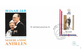 Nederlandse Antillen (Postdienst) NVPH E190a (E190APO) Onbeschreven 1e Dag-enveloppe Blok Jubileumzegel, 50 jaar huwelijk Juliana & Bernhard. Gezamenlijke uitgave met Nederland en Aruba 1987