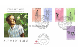 Suriname (Palmboom) NVPH E64 (E64P) Onbeschreven 1e Dag-enveloppe Kinderpostzegels 1968