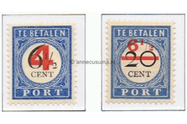 Nederland NVPH P29-P30 Postfris Portzegels van uitgifte 1894-1910 Overdrukt in rood 1906-1909