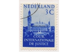 SPECIALITEIT! Nederland NVPH D28a (PROFESDIEPDRUKPAPIER) Gestempeld (3 cent) COUR INTERNATIONALE DE JUSTICE 1951-1953 Vredespaleis te 's-Gravenhage
