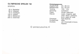 Republiek Suriname Zonnebloem Presentatiemapje PTT nr 73 Postfris Postzegelmapje De Olympische Spelen in Barcelona 1992