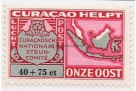 Curaçao NVPH LP67 Gestempeld (40+75 cent) Curaçao Helpt. Idem met landkaart van Ned. Indië en inschrift Curaçao helpt onze Oost. 1946