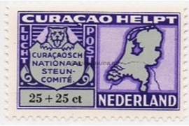 Curaçao NVPH LP56 Ongebruikt (25+25 cent) Curaçao Helpt. Landkaart van Nederland en inschrift Curaçao helpt Nederland. 1946