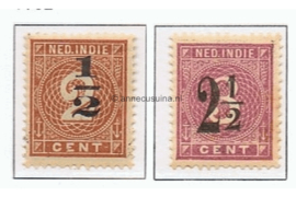 Nederlands Indië NVPH 38-39 Postfris Hulpuitgifte Zegels der uitgifte 1883-1890, overdrukt in zwart 1902