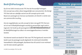 Nederland NVPH M286a (PZM286a) Postfris Postzegelmapje Persoonlijke Bedrijfspostzegel 2003