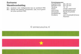 Republiek Suriname Zonnebloem Presentatiemapje PTT nr 9 Postfris Postzegelmapje De Wereld Voedseldag 1984