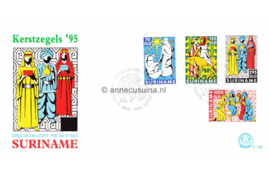 Republiek Suriname Zonnebloem E188 Onbeschreven 1e Dag-enveloppe Kerstzegels, het Kerstverhaal 1995
