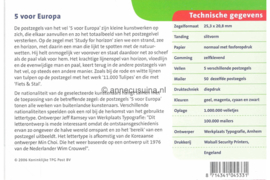 Nederland NVPH M329 (PZM329) Postfris Postzegelmapje 5 voor Europa 2006