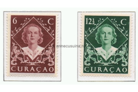 Curaçao NVPH 198-199 Postfris Inhuldiging Koningin Juliana. Gezamenlijke uitgave met Nederland, Ned. Indie en Suriname 1948