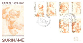 Republiek Suriname Zonnebloem E70 Onbeschreven 1e Dag-enveloppe 500-ste geboortedag Italiaanse schilder Rafael 1983