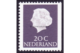 Nederland NVPH 621bK Postfris Rechterzijde ongetand; Fosforescerend papier (20 cent) Koningin Juliana (en profil) 1953-1967