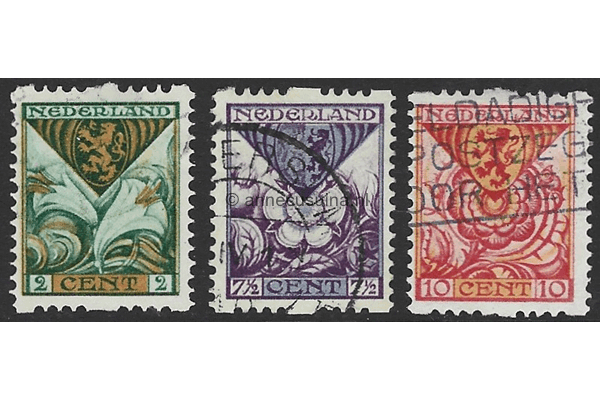 Nederland NVPH R71-R73 Gestempeld FOTOLEVERING Tweezijdige roltanding Kinderzegels, provinciewapens 1925