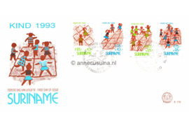 Republiek Suriname Zonnebloem E170 Onbeschreven 1e Dag-enveloppe Kinderzegels, afbeeldingen van oude kinderspelen 1993