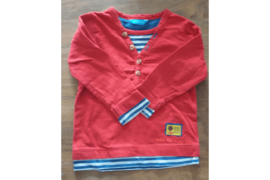 T-shirt lange mouw rood met blauwe bies