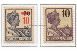 Nederlands Indië NVPH 228-229 Postfris Hulpuitgifte. Opdruk in rood resp. zwart op frankeerzegels der uitgifte 1913-1932 1937