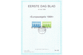 Nederland Huisman EDB26 (NVPH 1307-1308) Eerstedagblad Europa, 25 jaar CEPT 1984